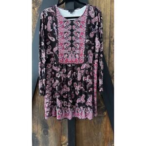 J JILL WEAREVER COLLECTION Floral Paisley Long Sleeve Tunic Size XL